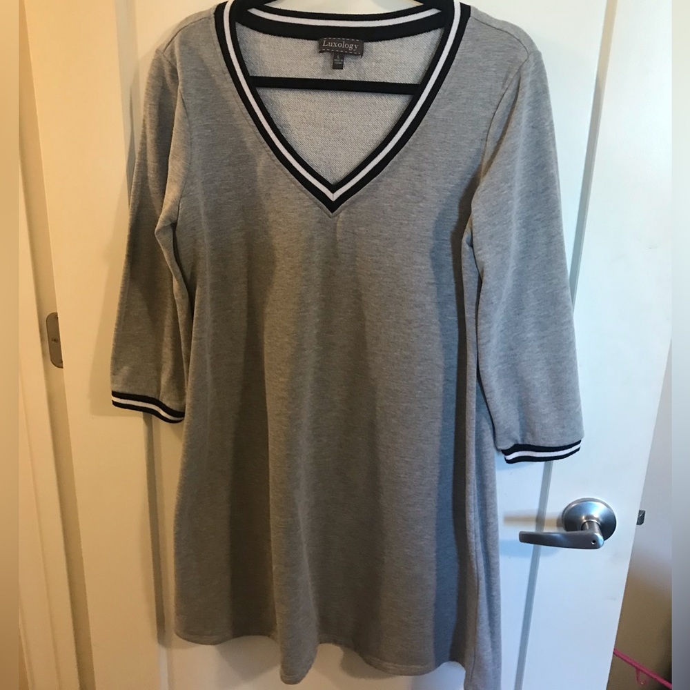 Heather Gray Luxology V-Neck T-Shirt Dress - Large